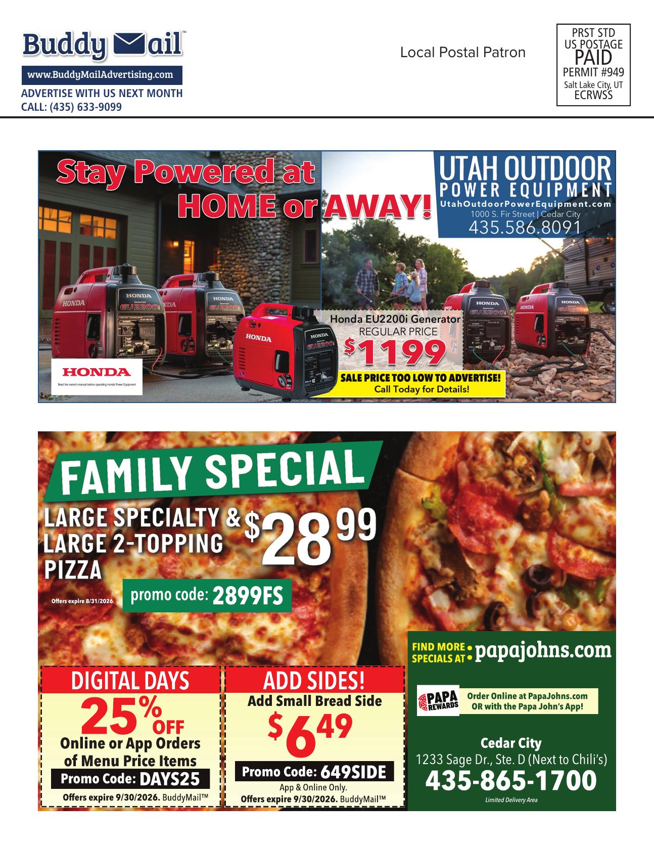 Utah Outdoor Power Equipment Buddy Mail advertisement