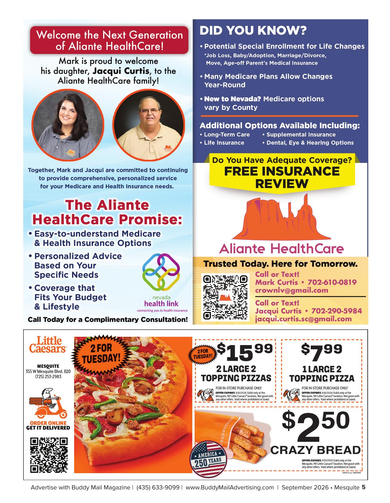 Aliante HealthCare Buddy Mail advertisement