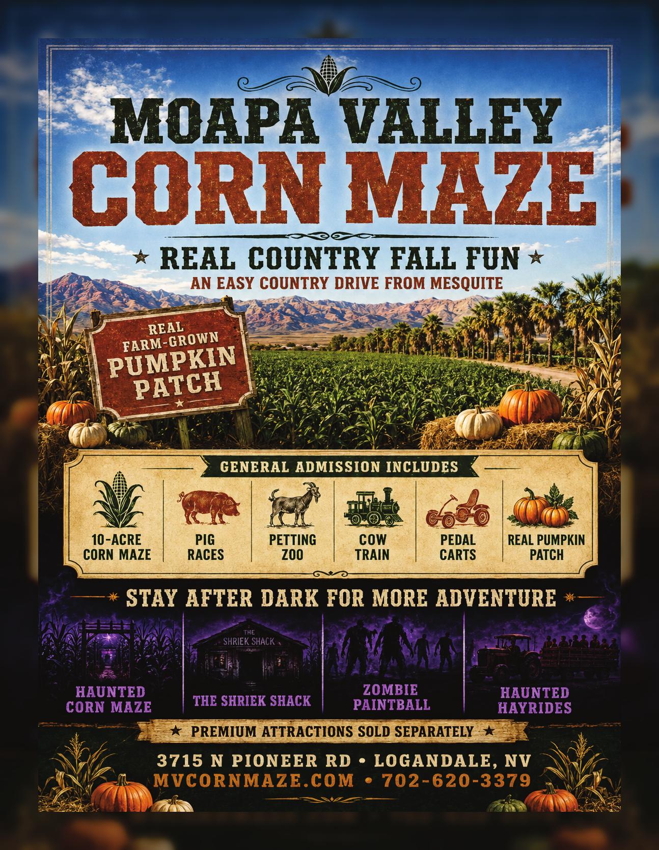 Moapa Valley Corn Maze Buddy Mail advertisement